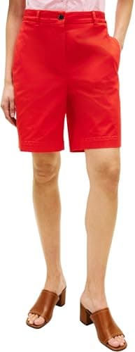 Image of Tommy Hilfiger Women's Co GMD Blend Chino Short WW0WW49648, Orange, 36