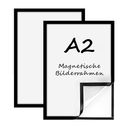 Image of 2 Pcs A2 Magnetic Picture Frames, Self-Adhesive Magnetic Diamond Painting Frame, Waterproof, Transparent Magnetic for Notes, Certificates, Posters, Documents, Displays