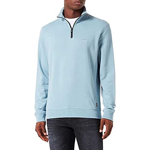 Image of BOSS Mens Zetrust Zip Neck Soft Terryclover The Head Pastel Blue M