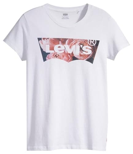Image of Levi's Women's The Perfect Tee- Pattern Batwing Logo T-Shirt, Housemark Photo Fill - White, XL