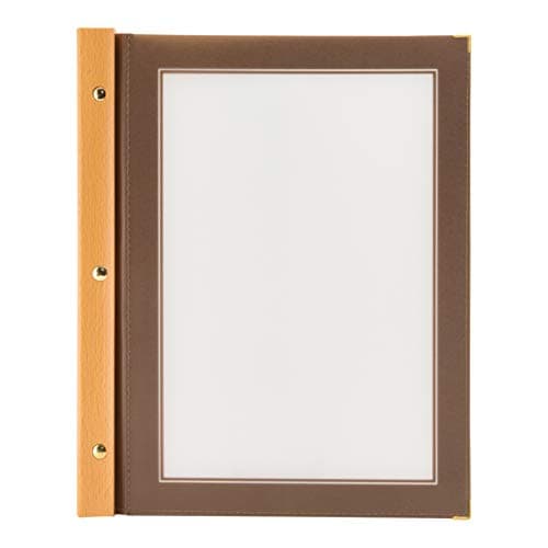 Image of Securit Wooden Spine Menu Holder A4 Brown with 2 inserts - 4 Page