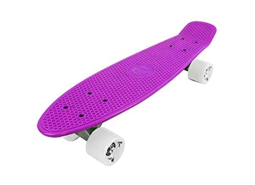 Image of Vinsani Retro Cruiser Plastic Skateboard 22" X 6" Purple Deck with White Solid Coloured Wheels