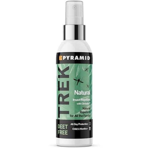 Image of Pyramid Trek Natural Mosquito & Insect Repellent Spray. 40% Citriodiol. DEET-Free. Up to 10hr Protection. Baby Safe 6+ Months. Tick, Midge & Fly Repellent for Kids & Adults (100ml)