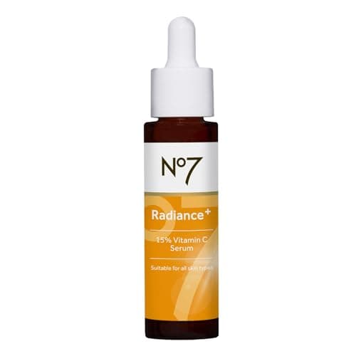 Image of No7 Radiance+ 15% Vitamin C Serum - Face Serum for Glowing Skin - Re-energising Vitamin C Facial Serum for Dull Skin - Skin Care Serum for Daily Use (0.84 oz)