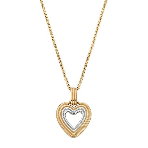 Image of Skagen Women's Stainless Steel or Semi precious with lobster clasp closure Pendant necklace, Golden Orange