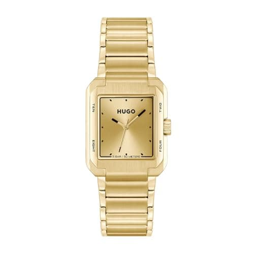 Image of HUGO Three Hand Quartz Movement Watch for Men #Thrive Analog Collection with Gold Colored Stainless Steel Bracelet - 1530381