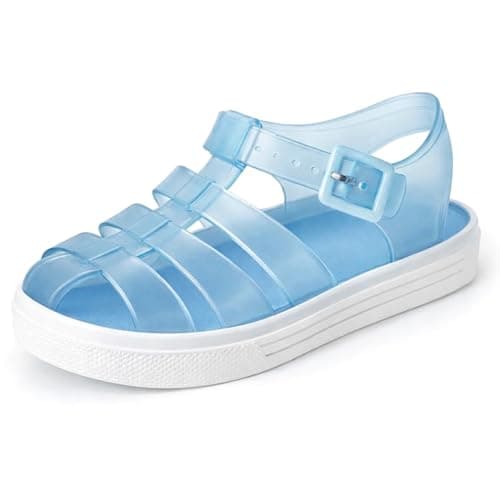 Image of Girls Boys Jelly Sandal Summer Buckle Kids Holiday Shoes Pink White Blue Navy Sizes Older kids 10UK-2UK (Baby Blue, UK Footwear Size System, Big Kid, Women, Numeric, Medium, 13)