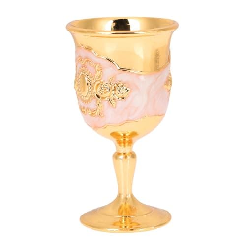 Image of FELTECHELECTR Retro Style Zinc Alloy Wine Goblet Vintage Embossed Pattern Drinkware for Hot Cold Beverages Elegant Collection Cup for Party Wedding