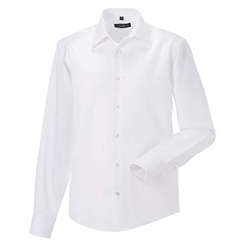 Image of Russell Collection Mens Long Sleeve Tailored Ultimate Non-Iron Shirt (16.5inch) (White)