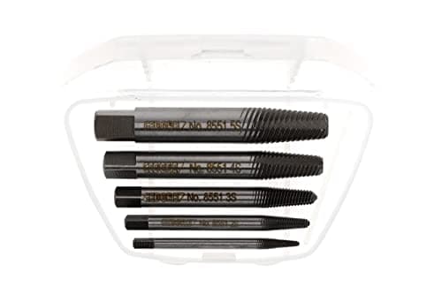 Image of GEDORE Screw Extractor Set, Chrome Vanadium Steel, 54-56 HRC, in Plastic Box, 5 Pieces, M3-M18
