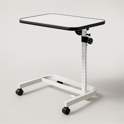 Image of Aidapt White Over Chair or Bed Table on Wheels, 600×400mm Top, 12 Height Levels, 7 Angle Settings, 4 Braked Castors, Folds Flat for Storage, Ideal for Dining, Crafting, Laptop Use