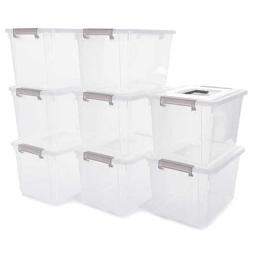 Image of Citylife 8Packs 5L Plastic Storage Boxes with Lids, Clear Stackable Storage Box with Handle, Collection Boxes for Organizing Toys, Snacks, Tools, 26 * 18 * 15CM