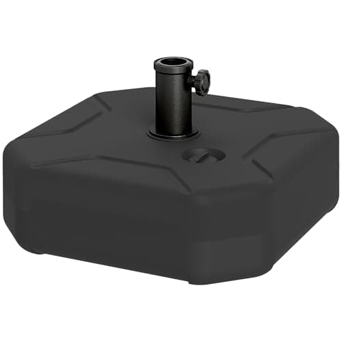 Image of Outsunny Square Garden Parasol Base, Garden Umbrella Stand Heavy Duty Parasol Base, Filled Up to 25kg with Sand or 20kg with Water for for 38, 48 mm Poles, Black