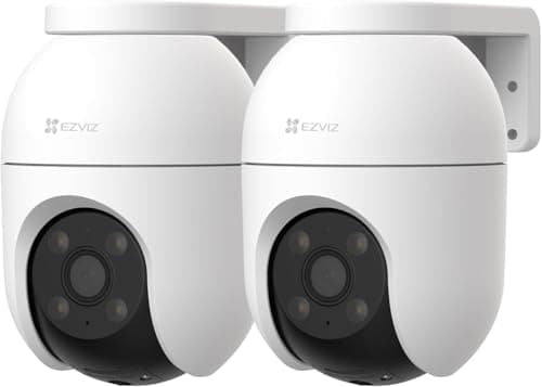 Image of EZVIZ C8c (2 Pack) Wifi Outdoor Cameras Wired, 360° Pan Tilt, Support 512GB Card, No Monthly Fee, Human/Vehicle Detection, 1080P Colour Night Vision, Auto-Track, Wi-Fi CCTV Camera Systems (C8c 2MP)