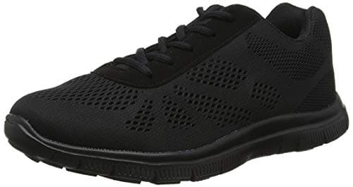 Image of Get Fit Women's Lightweight Running Trainers - Breathable Mesh Gym Shoes with Cushioned Sole - Comfortable Walking & Fitness Sneakers - Lace-Up Athletic Footwear - Black/Black - 9-42