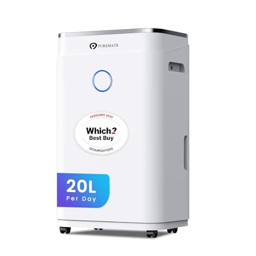 Image of PureMate 20L/Day Portable & Compact Dehumidifier with 6.5 Litre Tank Capacity, Digital Display, Continuous Drainage, Laundry Drying and 24Hr Timer Function