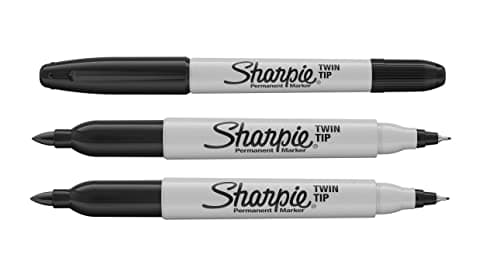 Image of Sharpie Twin Tip Permanent Marker Pens - Black Ink - Pack of 3 - Fine & Ultra Fine Tips