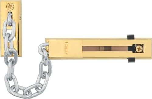 Image of ABUS SK66 Door Chain for Front Door and Apartment Door - Safety Chain with Child Lock - Suitable for Left and Right Closing Doors - Brass with Chain in Silver