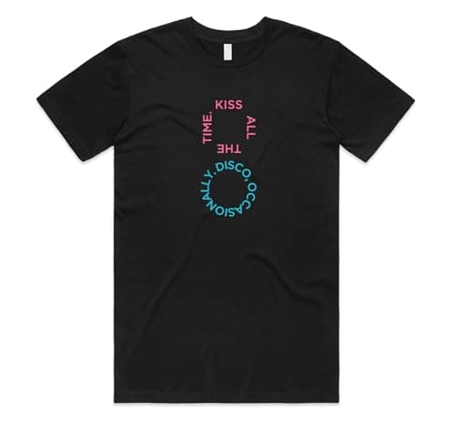 Image of Sanfran Clothing Kiss All The Time. Disco Occasionally Square Circle T-Shirt Tee Top Harry Album Merch Tour Concert Unisex Red Y2K 90s Black - Large