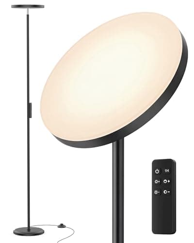 Image of Peiyuu Floor Lamps for Living Room, Tall LED Lamp, 2800LM Standing Lamp Remote & Foot Switch with 1H Timer, 2700-6500K Stepless Dimmable Modern Pole Light