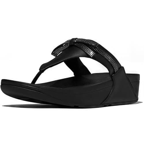 Image of Fitflop LULU GLITZ-BOW LEATHER TOE-POST SANDALS
