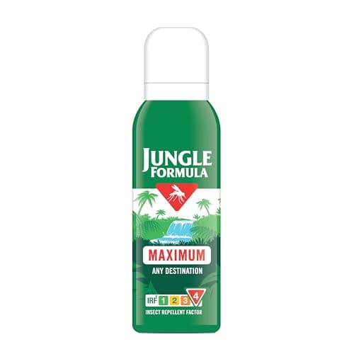 Image of Jungle Formula Maximum Strength Insect Repellent Aerosol Spray (125ml - 50% DEET) - Up to 9 Hour Protection Against Mosquitoes, Ticks & Biting Insects - Mosquito Repellent for Travel & Domestic Use