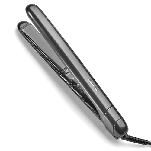 Image of BaByliss Titanium Shine Hair Straighteners - NEW 2025, Titanium-Ceramic Smooth-Glide Technology, 5 Heat Settings 150-230°C, Worldwide use, Metallic Grey, ST620U