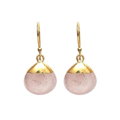 Image of Gempires Natural Rose Quartz Pear Dangle Earring Crystal Jewelry Handmade Boho Earring For Women Handmade Gemstone Earrings Gifts.