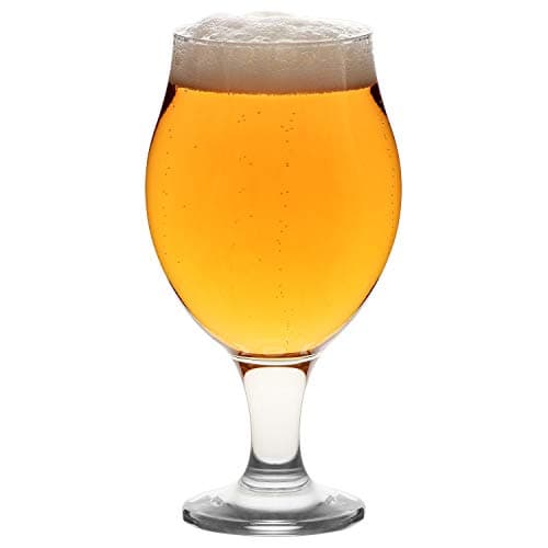 Image of LAV 6X Clear 570ml Angelina Craft Beer Glasses - Large Tulip Shaped Lager Ale Cider Drinking Pint Glass Goblet Cup Set with Stem