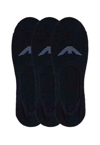 Image of Emporio Armani Man Eagle Logo 3-Pack Invisibile Socks Blue S/M