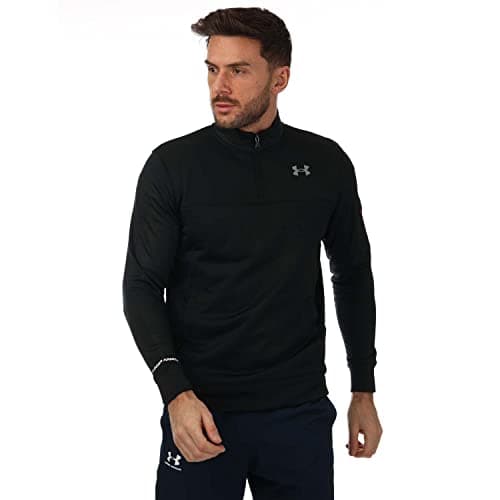 Image of Under Armour Men's UA Armour Fleece Quarter Zip Track Top in Black