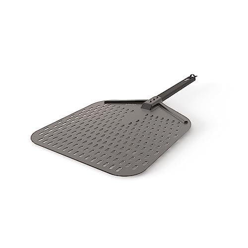 Image of Ninja XSKOPPL Perforated Pizza Peel, Compatible Woodfire Outdoor Oven (OO100 series), Hanging Drawstring, Aluminum, Grey/Black, 19.5'' x 16.5'' x15"