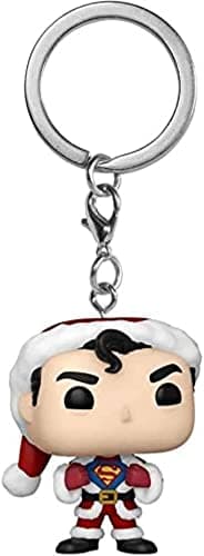 Image of Funko Pop! Keychain: DC Holiday - Superman - (WMT) - DC Comics Novelty Keyring - Collectable Mini Figure - Stocking Filler - Gift Idea - Official Merchandise - Comic Books Fans - Backpack Decor