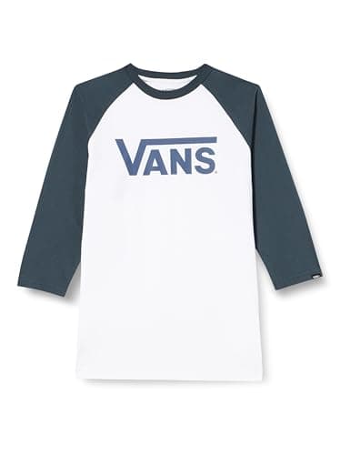 Image of Vans Unisex Kids Classic Raglan-B T-Shirt, White-Indigo, XL