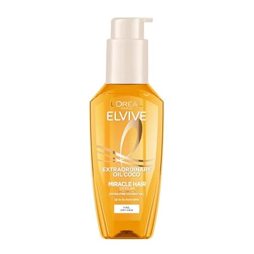 Image of L'Oréal Paris Elvive Extraordinary Coconut Oil Miracle Hair Serum, Intense Nourishment, Up to 6x more Shine, up to 230° heat protection, suitable for all hair types, 100ml