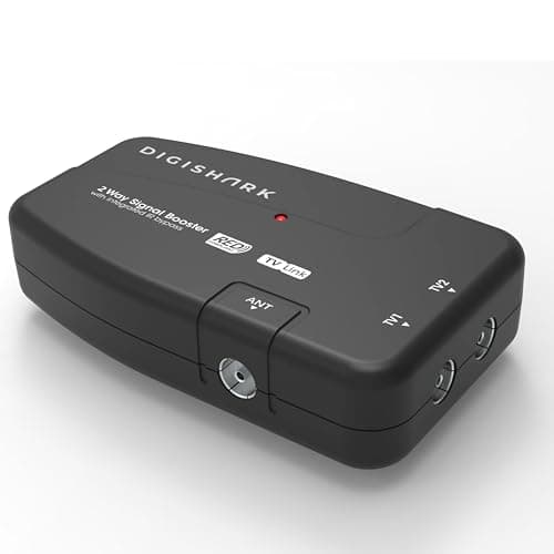 Image of DigiShark 2 Way TV Aerial Signal Booster&Splitter Amplifier, Improves Picture Quality&Channel Reception, IR Bypass Compatible, Built-In 4G/5G LTE Filter, Freeview HD UHF Ch 21-60, 4K, FM&DAB