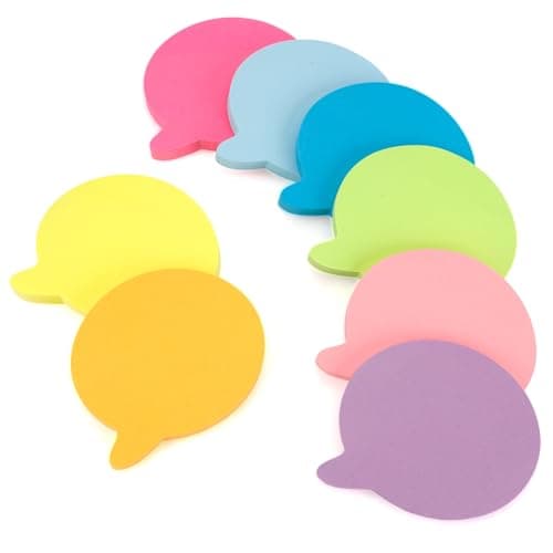 Image of Speech Bubble Post It Notes 8 Pads (640 Sheets) - 70x70mm Cute Sticky Notes Set, 8 Bright Colors Collection for School Supplies, Office & Party Gifts Self-Stick Removable Memo Pads