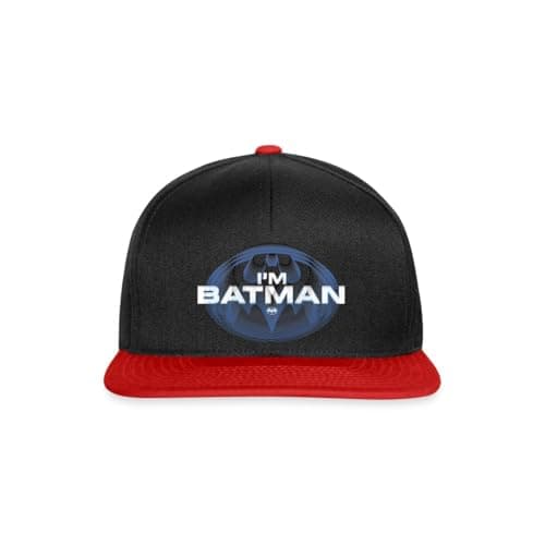 Image of Spreadshirt The Flash I'm Batman Blue Logo Snapback Cap, One Size, Black/red
