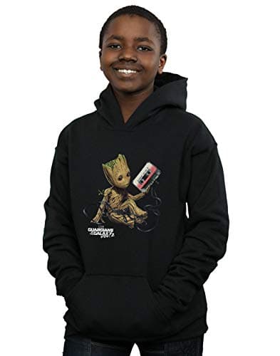 Image of Marvel Boys Guardians Of The Galaxy Groot Tape Hoodie Black 12-13 years