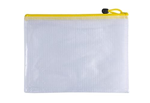 Image of Pack of 12 A5 Yellow PVC Mesh Zip Bags