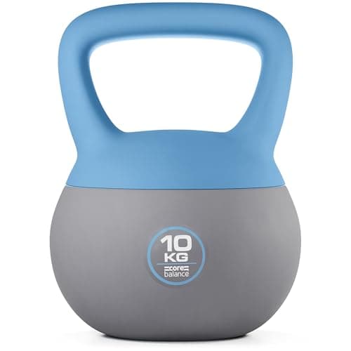 Image of Core Balance Soft Kettlebell 10kg, Soft-Touch PVC with Iron Sand Filling, Reduces Impact & Noise, Wide Ergonomic Handle, Anti-Slip Base, For Home Gym Fitness, Cardio & Strength Training