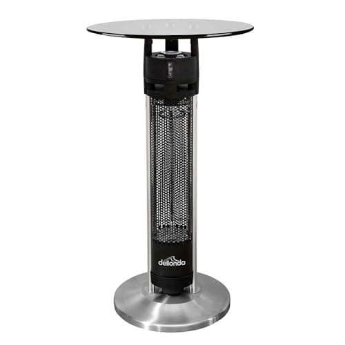 Image of Dellonda Bistro Bar Table with 1600W Patio Heater, 95cm, Black/Stainless Steel - DG63