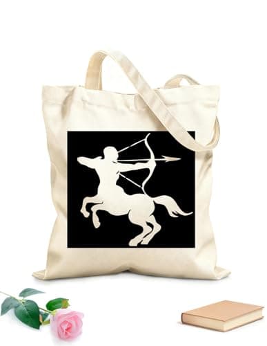 Image of XIARON Polyester Cotton Beach Bag Centaur Creature Greek Mytholog Head Body 340g/m² thick fabric Skin-friendly material M Black