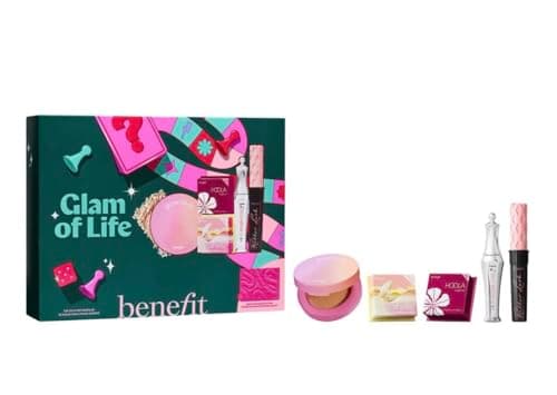 Image of Benefit Glam of Life Gift Set - Hoola, Roller Lash, Shellie, 24hr Brow Setter, Glow-La-La & Cosmetic Bag