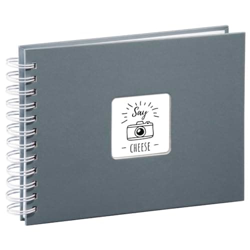 Image of Hama 00002111 Photo Album with 50 White Pages 25 Sheets, with Cut-Out for Insertable Picture, Grey, 24 x 17 cm
