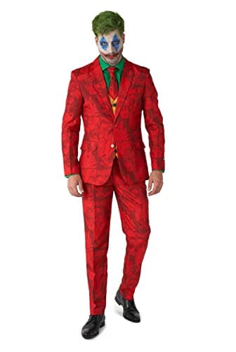Image of Suitmeister Men's Costume - 2019 The Joker DC Slim Fit Suit - Red - Green - Yellow