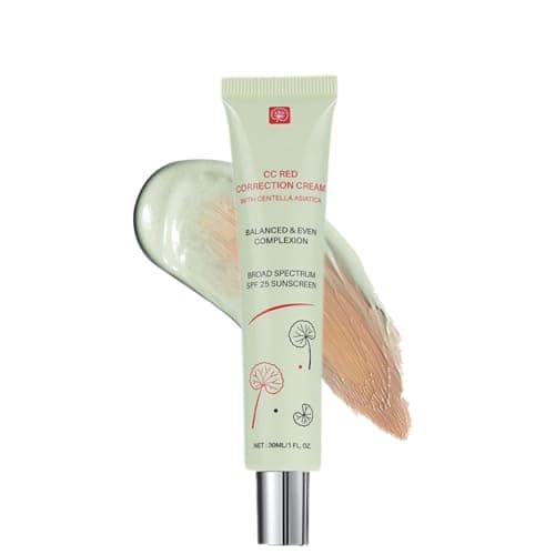 Image of CC Cream with SPF 25 Red Colour Corrector With Centella Asiatica,CC Cream Foundation,Colour Changing Foundation,Full Coverage Skin Perfector Tinted Moisturiser Green Concealer for Women