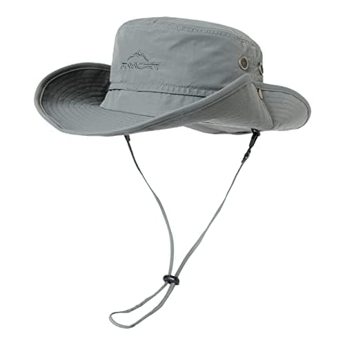 Image of Comhats Mens Sun Hat Wide Brim UPF 50+ Waterproof Safari Hat Bush Boonie Hats for Walking Trekking Fishing Camping Hiking Sailing Folding Adjustable Breathable Light Grey XL/XXL