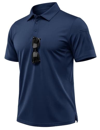 Image of MAGCOMSEN Golf Shirts for Men Lightweight Short Sleeve Outdoor Shirt Moisture Wicking Plain Casual Shirt Navy, 2XL