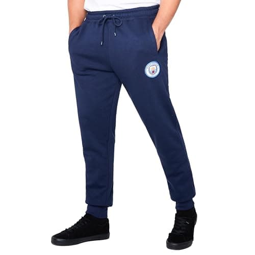 Image of Manchester City F.C. Mens Sweatpants with 2 Pockets and Cuffed Ankles (Navy, M)